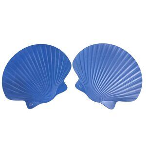 Blue Shell-Shaped Bamboo Melamine Serving Platters - Set Of 2